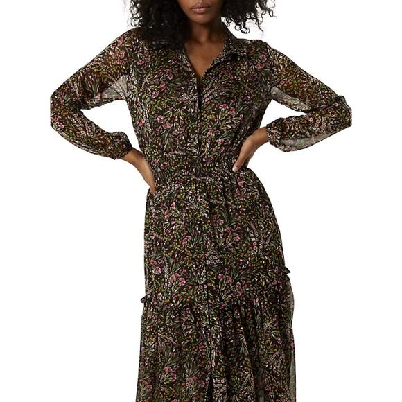 Misa Los Angeles Laysi Floral Midi Cottagecore Chiffon Breezy Dress NWT M $395 - Picture 4 of 6